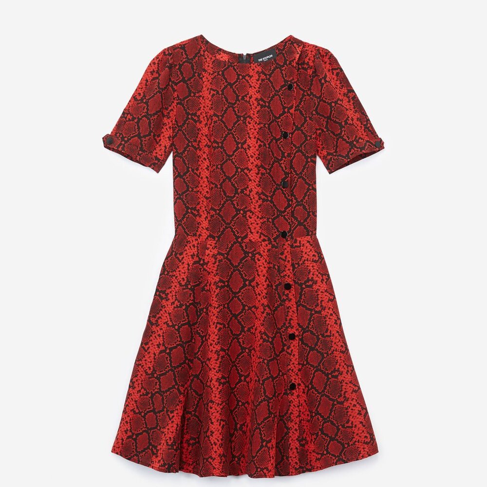 Kooples red and black silk snakeskin dress